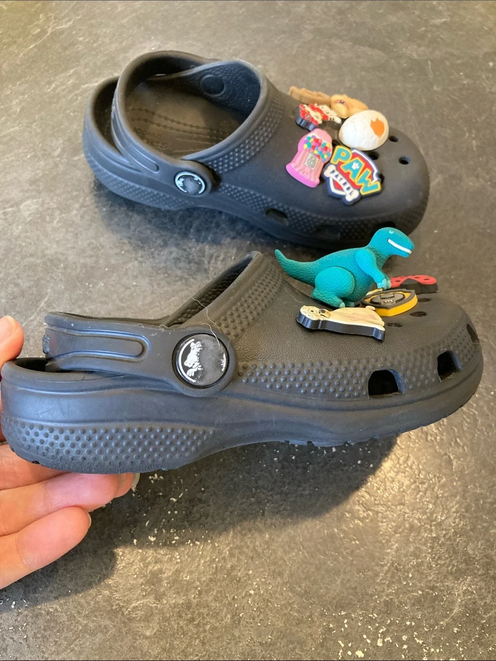 Boys Crocs black closed to sandals shoes size 10